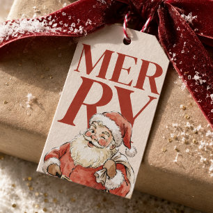 Étiquettes-cadeau Père Noël Vintage Joyeux Noël Fête Rétro