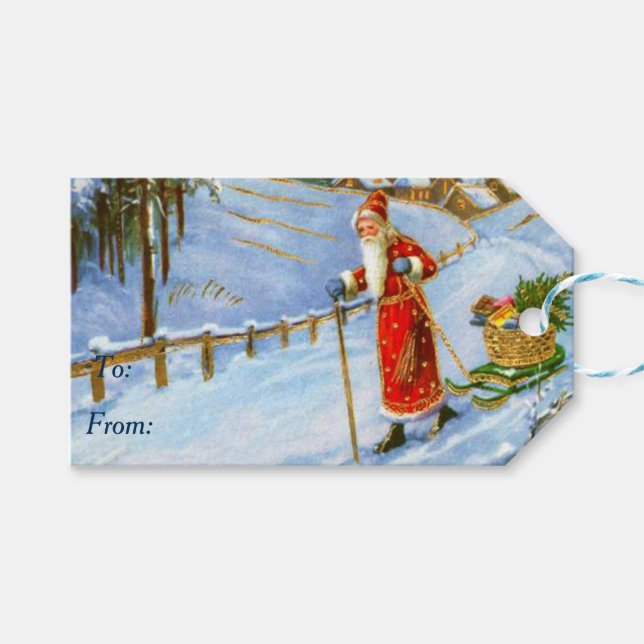 Étiquettes-cadeau Père vintage Noël (Devant (Horizontal))