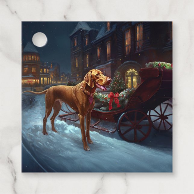Étiquettes Cadeau Période de fêtes de Noël du Vizsla (Devant)