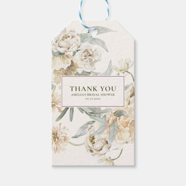 Étiquettes-cadeau Perles aquarelles et prosecco, cadeau de fête prén (Devant)