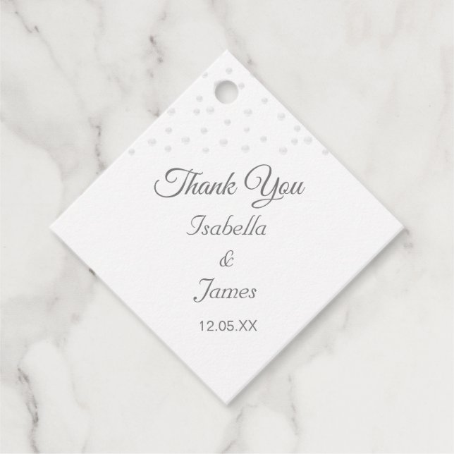 Étiquettes Cadeau Perles chic sur mariage noir et blanc (Devant)