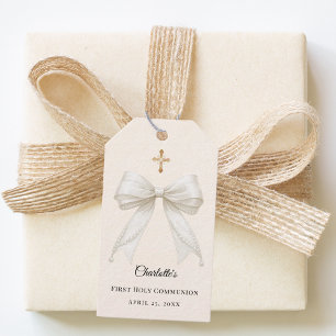 Étiquettes-cadeau Perles d'arc en ivoire pour la Première Communion