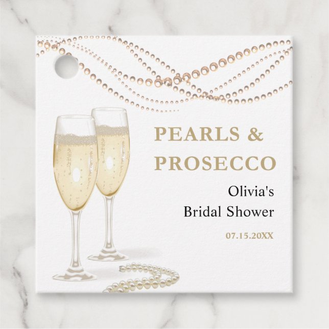 Étiquettes Cadeau Perles et Fêtes des mariées de Prosecco écorces d' (Devant)