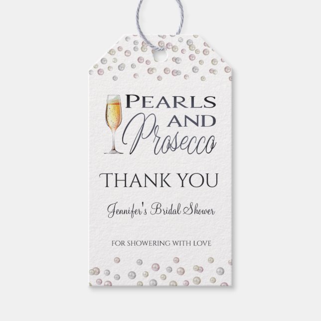 Étiquettes-cadeau Perles et poursuites Fête des mariées Favoriser (Devant)