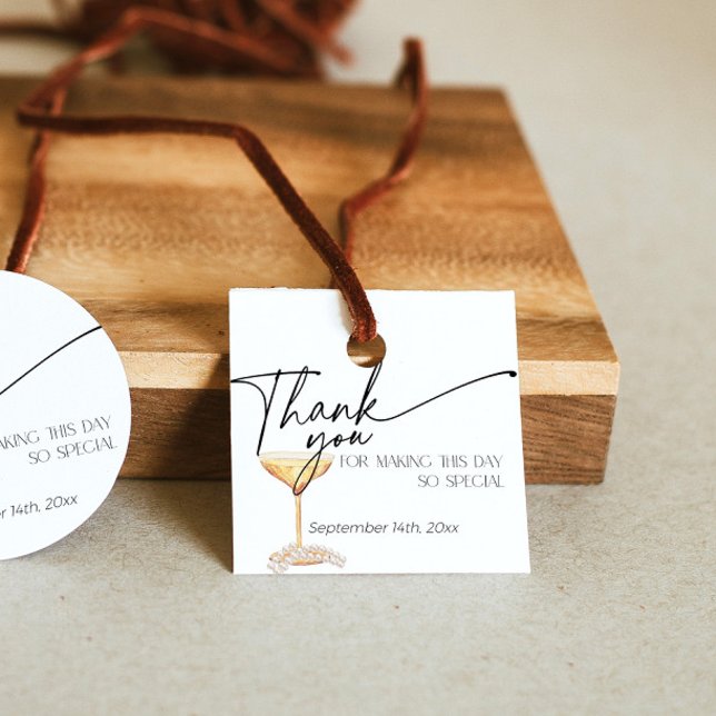 Étiquettes Cadeau Perles et poursuites Fête des mariées Merci Favori (Créateur téléchargé)