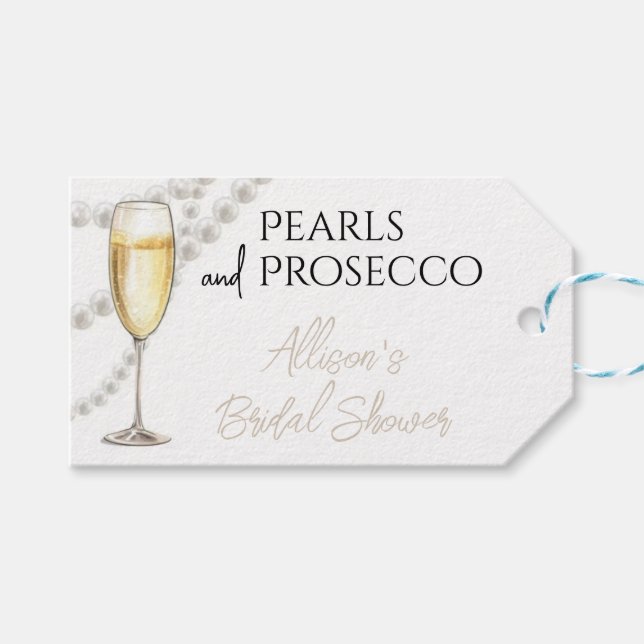 Étiquettes-cadeau Perles et Prosecco (Devant (Horizontal))