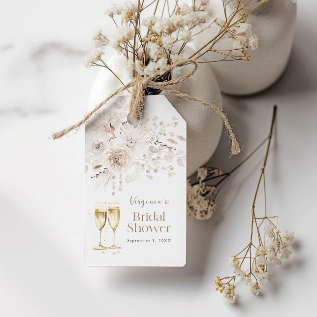 Étiquettes-cadeau Perles et prosecco de mariage (Pearls and Prosecco Bridal Gift Tags
)