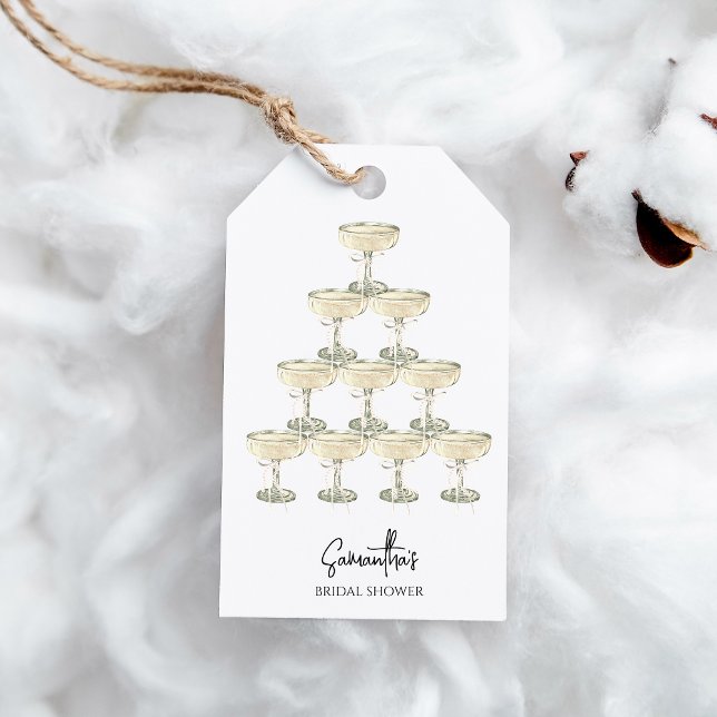 Étiquettes-cadeau Perles et Prosecco pour une Fête de Mariée (Pearls and prosecco bridal shower gift tags)