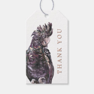 Étiquettes-cadeau Perroquet exotique de prune violette Merci