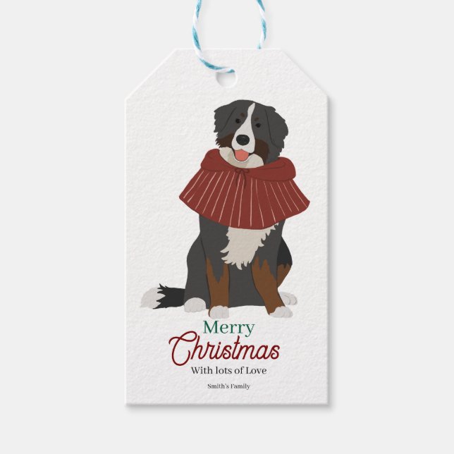 Étiquettes-cadeau Personalised Christmas Bernese Mountain Dog (Devant)
