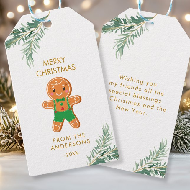 Étiquettes-cadeau Personalisierte Weihnachts - Geschenkanhänger (Merry Christmas, Gingerbread Cookie Favor Tag with your name & greetings. )