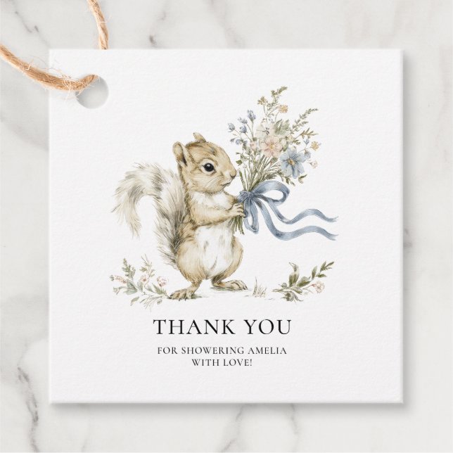 Étiquettes Cadeau Personalize Thank You Squirrel Baby Shower  (Devant)