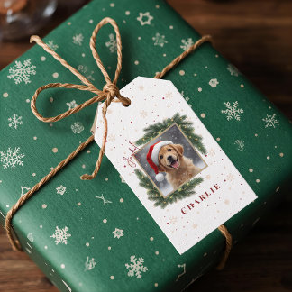 Étiquettes-cadeau Personalized Christmas Pet Photo – Holiday 
