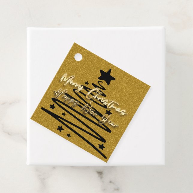 Étiquettes Cadeau Personalized Golden Black Tags (En situation)