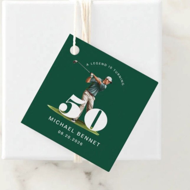 Étiquettes Cadeau Personalized Green Sports Golf 50th Birthday (Personalized Green Sports Golf 50th Birthday Favor Tags)