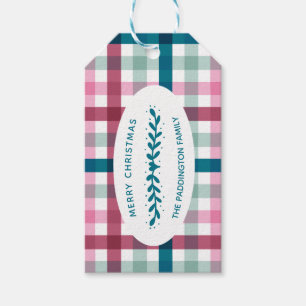 Étiquettes-cadeau Personalized Modern Gingham Christmas Pattern Gift