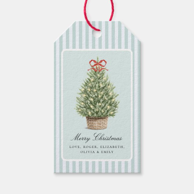 Étiquettes-cadeau Personalized Preppy Coastal Tree Christmas (Devant)