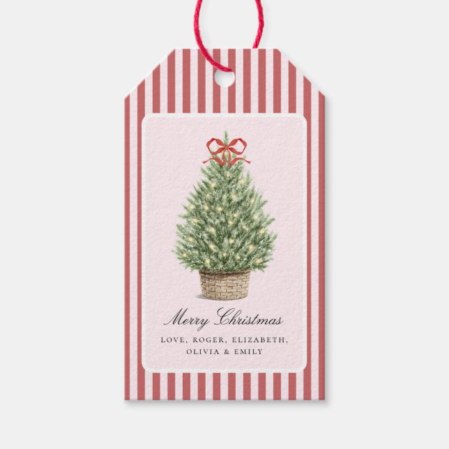 Étiquettes-cadeau Personalized Preppy Coastal Tree Christmas (Devant)