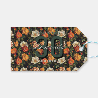 Étiquettes-cadeau Personalized Rose Floral Happy Birthday