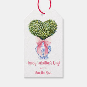 Étiquettes-cadeau Personnalisé Chinoiserie Heart Topiary Valentine's