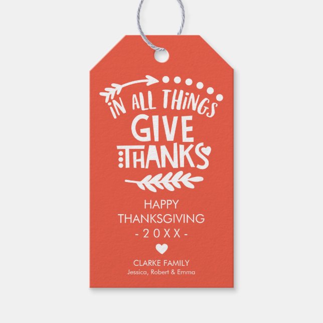 Étiquettes-cadeau Personnalisé Dans Toutes Les Choses Donner Merci O (Devant)