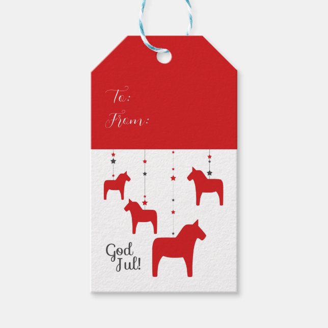 Étiquettes-cadeau Personnalisé Dieu jul ! Dala Horse (Devant)
