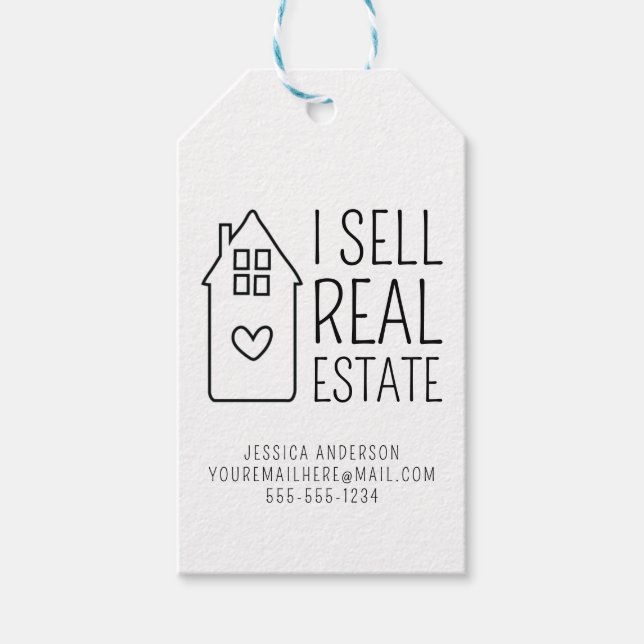 Étiquettes-cadeau Personnalisé Je Vends Immobilier Maison Promotionn (Devant)