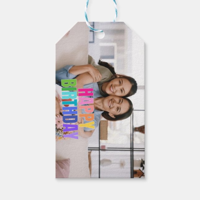 Étiquettes-cadeau Personnalisé Joyeux Anniversaire Photo Nom Citatio (Devant)