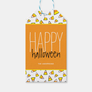 Étiquettes-cadeau Personnalisé Motif de Corne de bonbons Happy Hallo