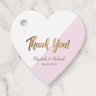 Étiquettes Cadeau Personnalisé Pink Gold merci mariage de script