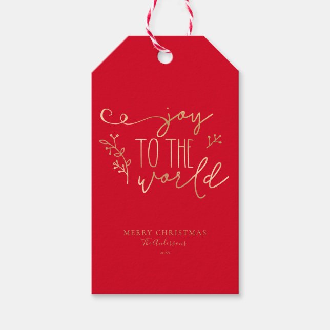 Étiquettes-cadeau Personnalisé Rustic Joyeux Noël Nom de famille (Devant)