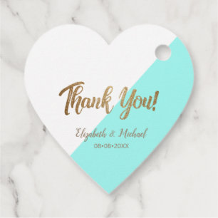 Étiquettes Cadeau Personnalisé Turquoise Gold merci mariage de scrip