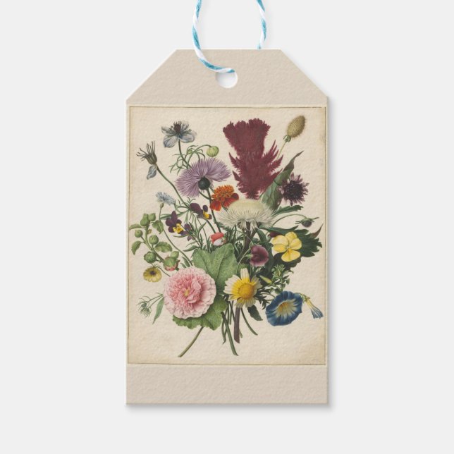 Étiquettes-cadeau Personnalisé Vintage Floral Historique (Devant)