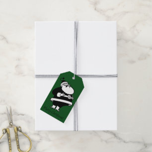 Étiquettes-cadeau Personnalisé Vintage riant Père Noël Green