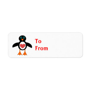 Étiquettes Cadeau Personnalisées Pingouin Cœur d'A
