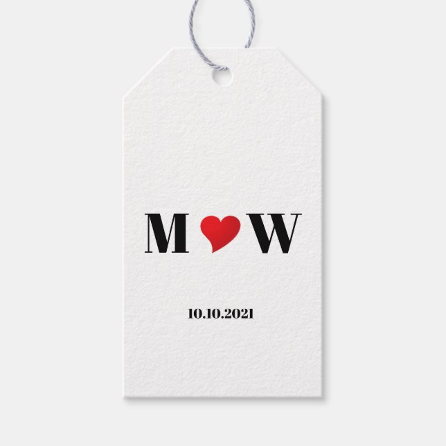 Étiquettes-cadeau Personnaliser Deux initiales A Loves B coeur rouge (Devant)