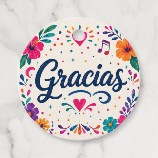 Étiquettes Cadeau Personnaliser Gracias Espagnol Floral Fiesta Anniv