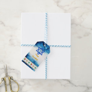 Étiquettes-cadeau Personnaliser Holiday HAPPY HANOUKKA Gift Tag