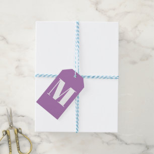 Étiquettes-cadeau Personnaliser monogramme blanc lilas initial