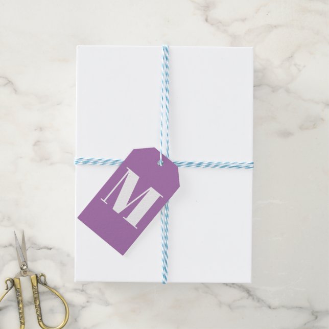 Étiquettes-cadeau Personnaliser monogramme blanc lilas initial (Avec de laficelle)