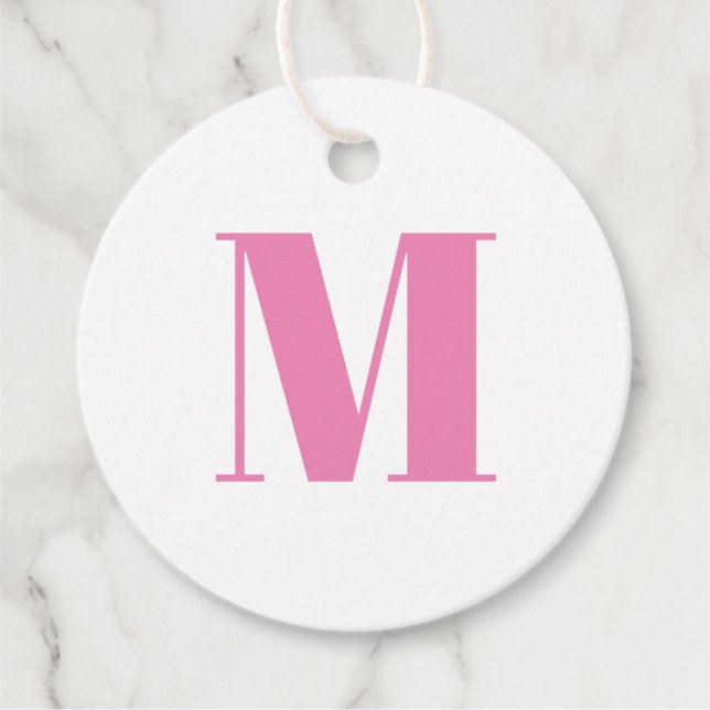 Étiquettes Cadeau Personnaliser monogramme cadeau initial rose blanc (Devant)