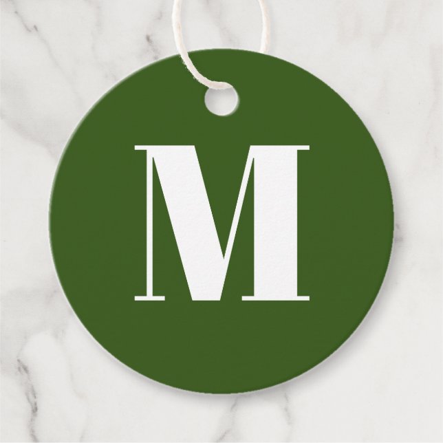 Étiquettes Cadeau Personnaliser monogramme cadeau vert initial (Devant)