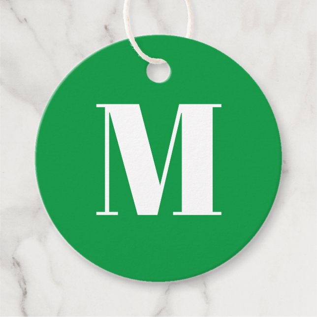 Étiquettes Cadeau Personnaliser monogramme cadeau vert initial (Devant)