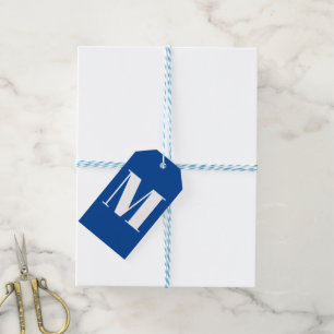 Étiquettes-cadeau Personnaliser monogramme initial bleu blanc