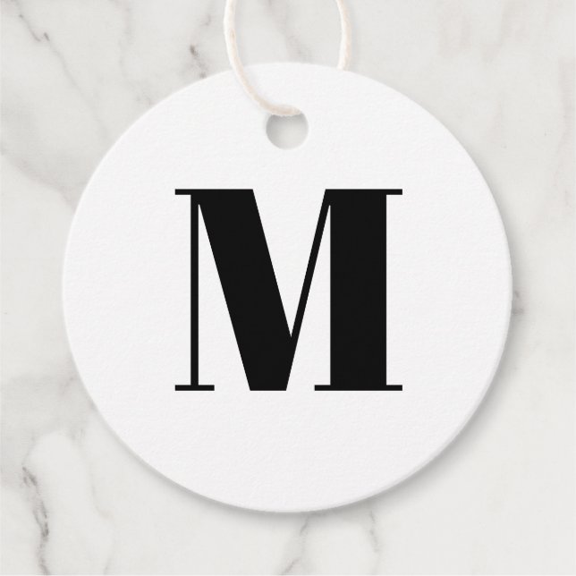 Étiquettes Cadeau Personnaliser monogramme initial noir blanc cadeau (Devant)