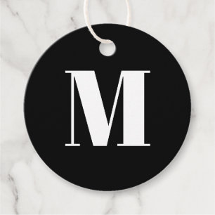 Étiquettes Cadeau Personnaliser monogramme initial noir blanc cadeau