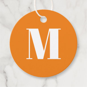 Étiquettes Cadeau Personnaliser monogramme initial orange blanc cade