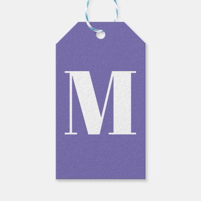 Étiquettes-cadeau Personnaliser monogramme initial périwinkle blanc (Devant)