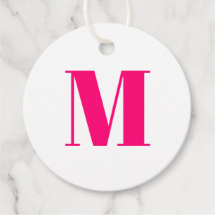 Étiquettes Cadeau Personnaliser monogramme initial rose fuchsia blan