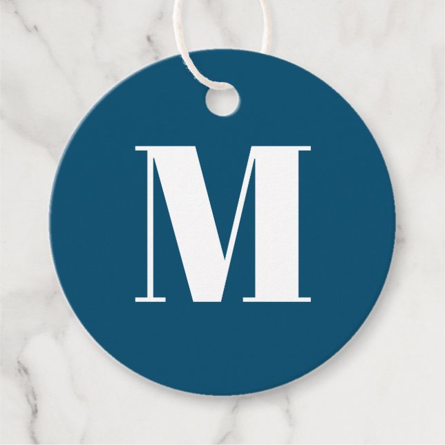 Étiquettes Cadeau Personnaliser monogramme initial turquoise bleu bl (Devant)